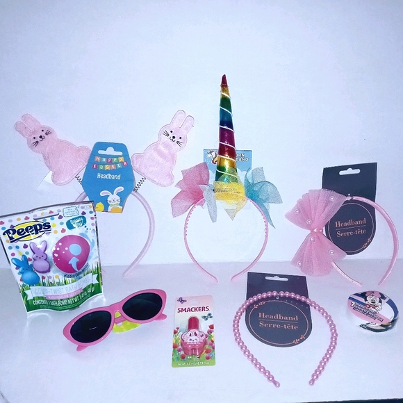 Girls Beauty Easter Set: Unicorn, Headbands, Bow, Sunglasses, Mini Mouse 10 Pcs - Picture 1 of 4